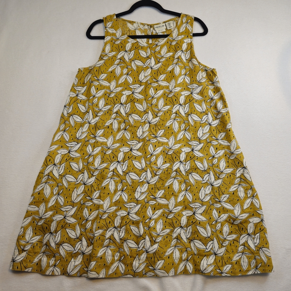 Rachel Zoe Yellow Floral Leaf Print Sleeveless Dress